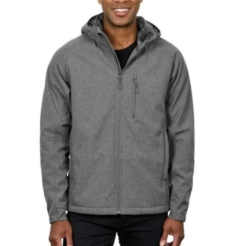NWOT Kirkland Signature Men's L Gray Softshell Jacket Polyester Hooded
